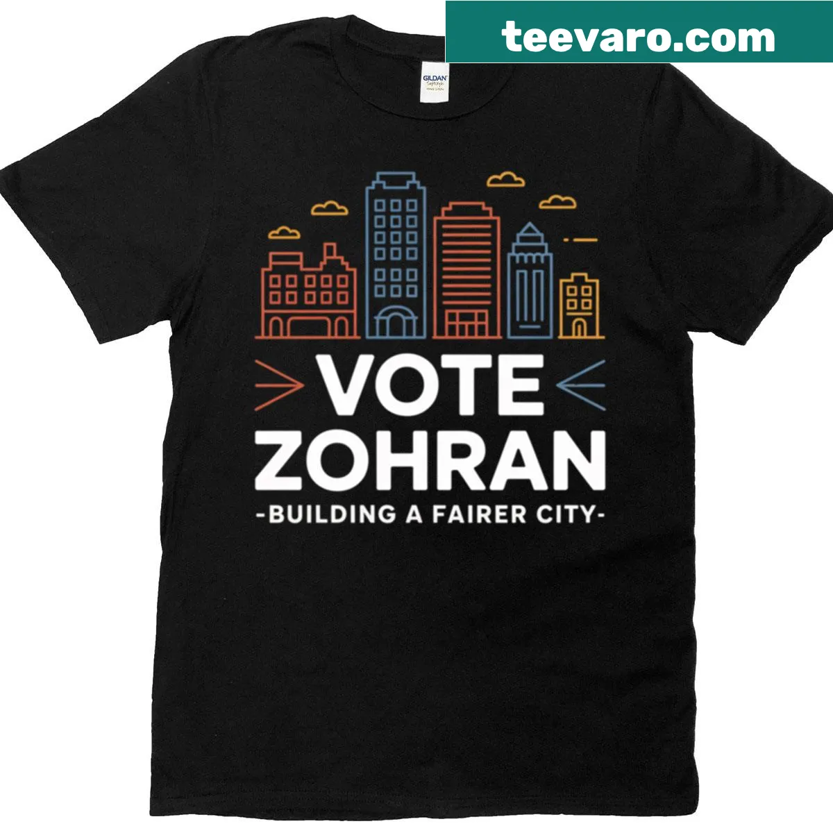 T-shirt promoting a fairer city through impactful graphic design — on a men's t-shirt