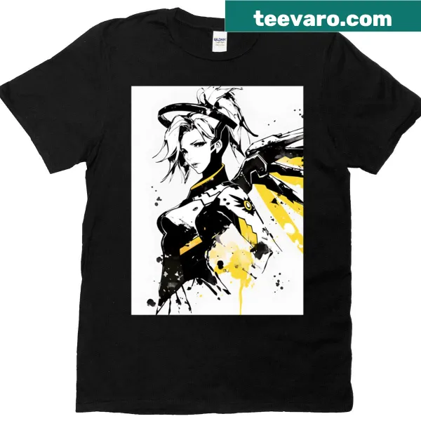 Watercolor Valkyrie graphic t-shirt depicting a mythical warrior