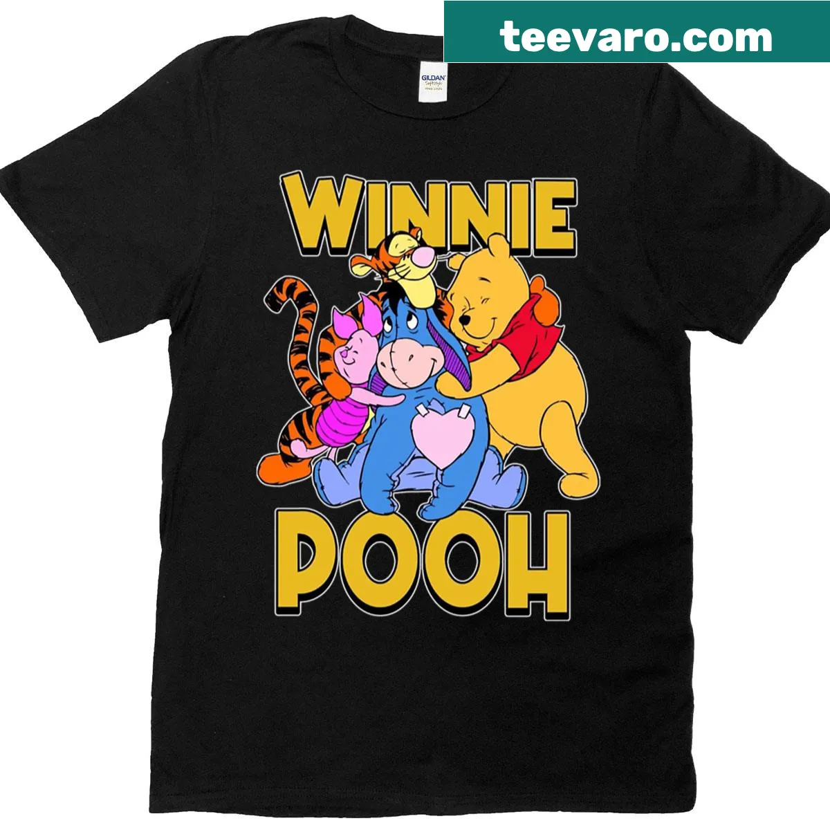 Illustration of Winnie The Pooh in a playful moment on a t-shirt — on a men's t-shirt