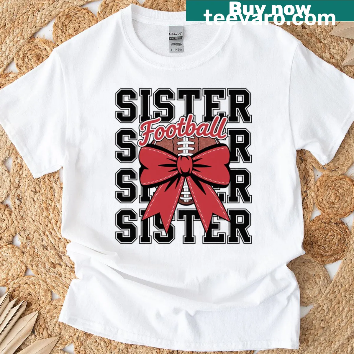 Cute T-shirt for young girls featuring football sister theme — on a men's t-shirt