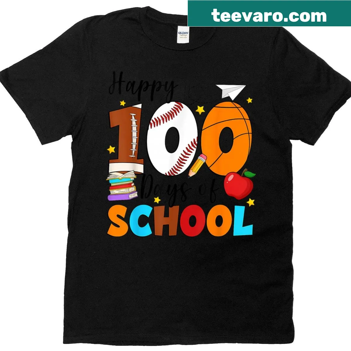 Kids t-shirt celebrating '100 Days Of School' with fun graphics — on a men's t-shirt