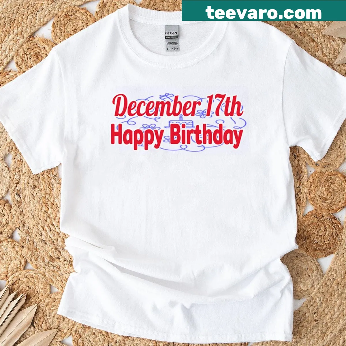 Stylish typographic T-shirt celebrating December 17th birthdays — on a men's t-shirt