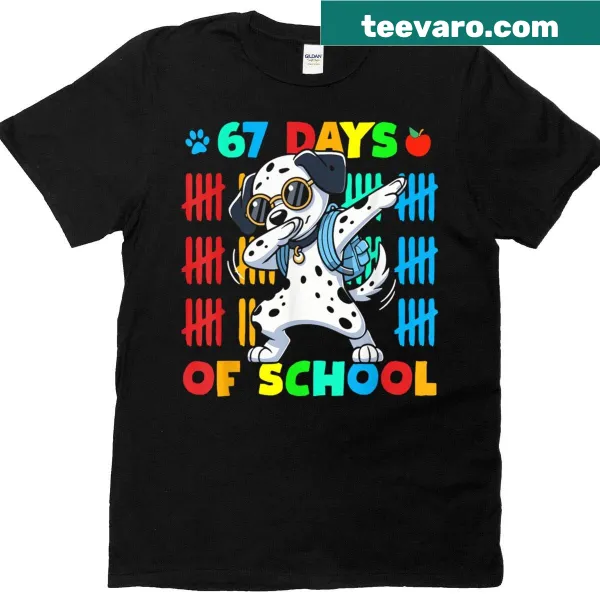 Kids t-shirt with '67 Days Smarter' text in a retro style