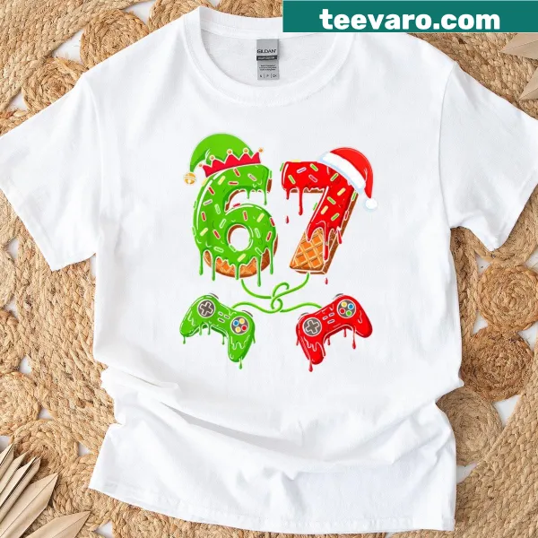 Cartoon ice cream drip graphic T-shirt for kids with gamer theme