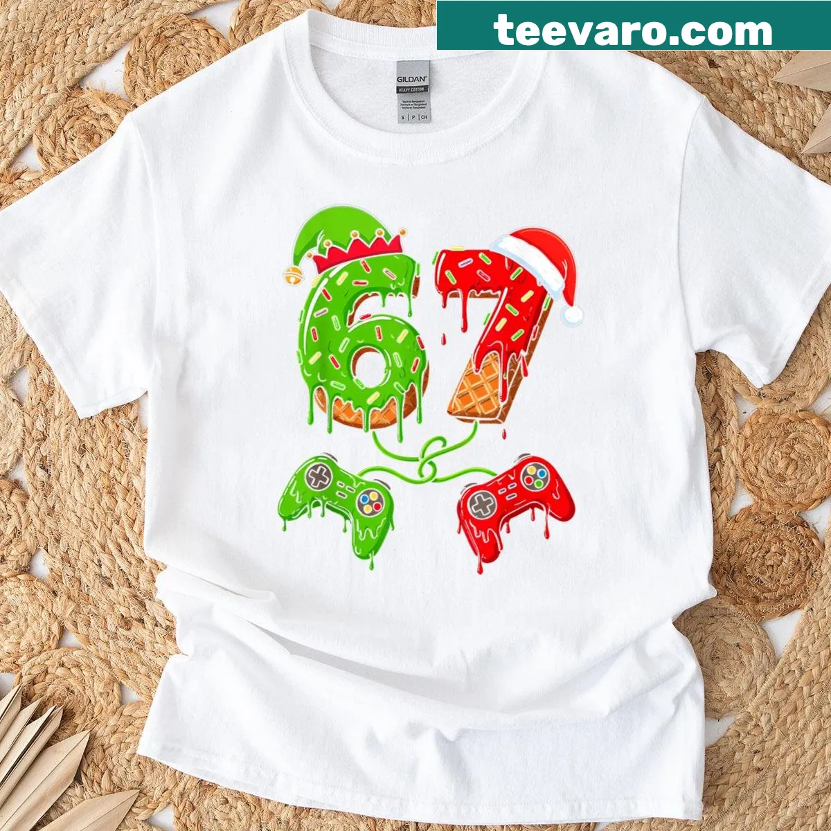 Cartoon ice cream drip graphic T-shirt for kids with gamer theme — on a men's t-shirt