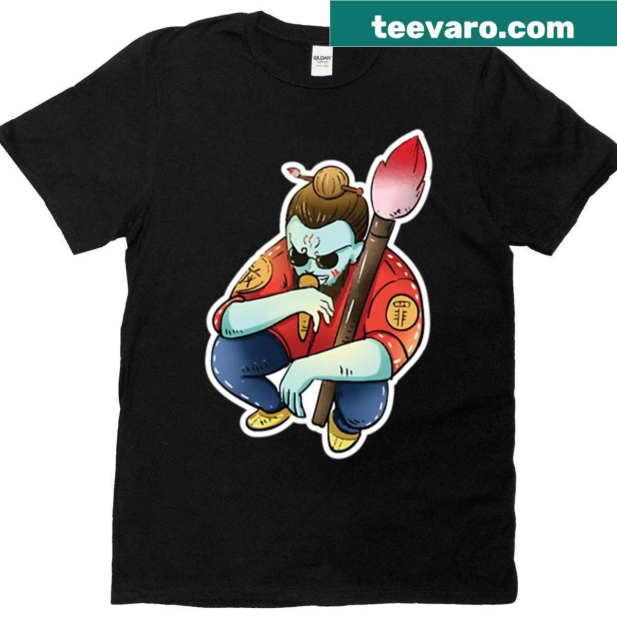 Hand-drawn graphic of a judge, blending hip-hop and traditional Chinese festival themes — on a men's t-shirt
