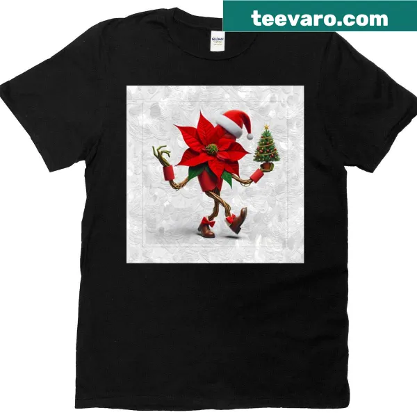 Christmas shirt featuring a beautiful Poinsettia floral illustration