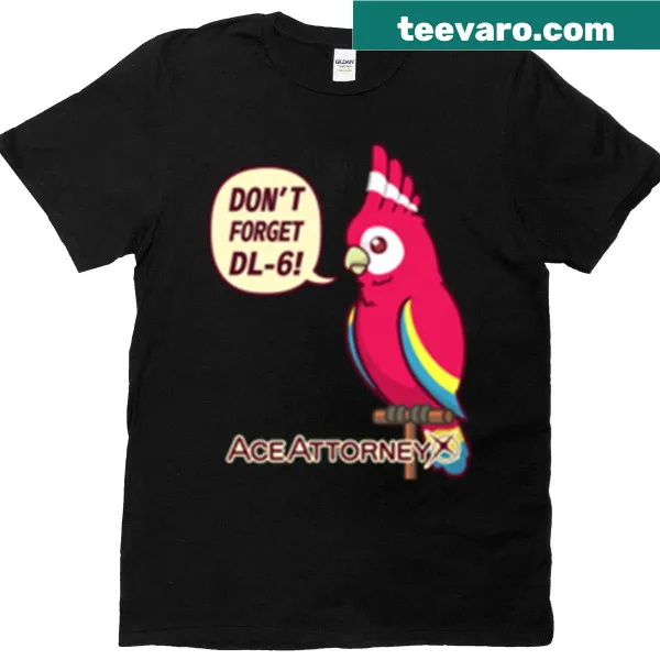 Ace Attorney themed t-shirt featuring a playful cartoon of Polly
