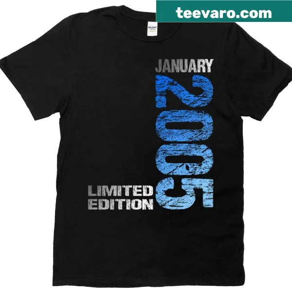 Vintage-style tee celebrating 21st birthday since January 2005