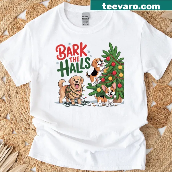 Funny Christmas t-shirt with a dog and festive saying