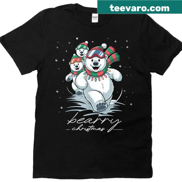 Cute bear Christmas t-shirt with playful text