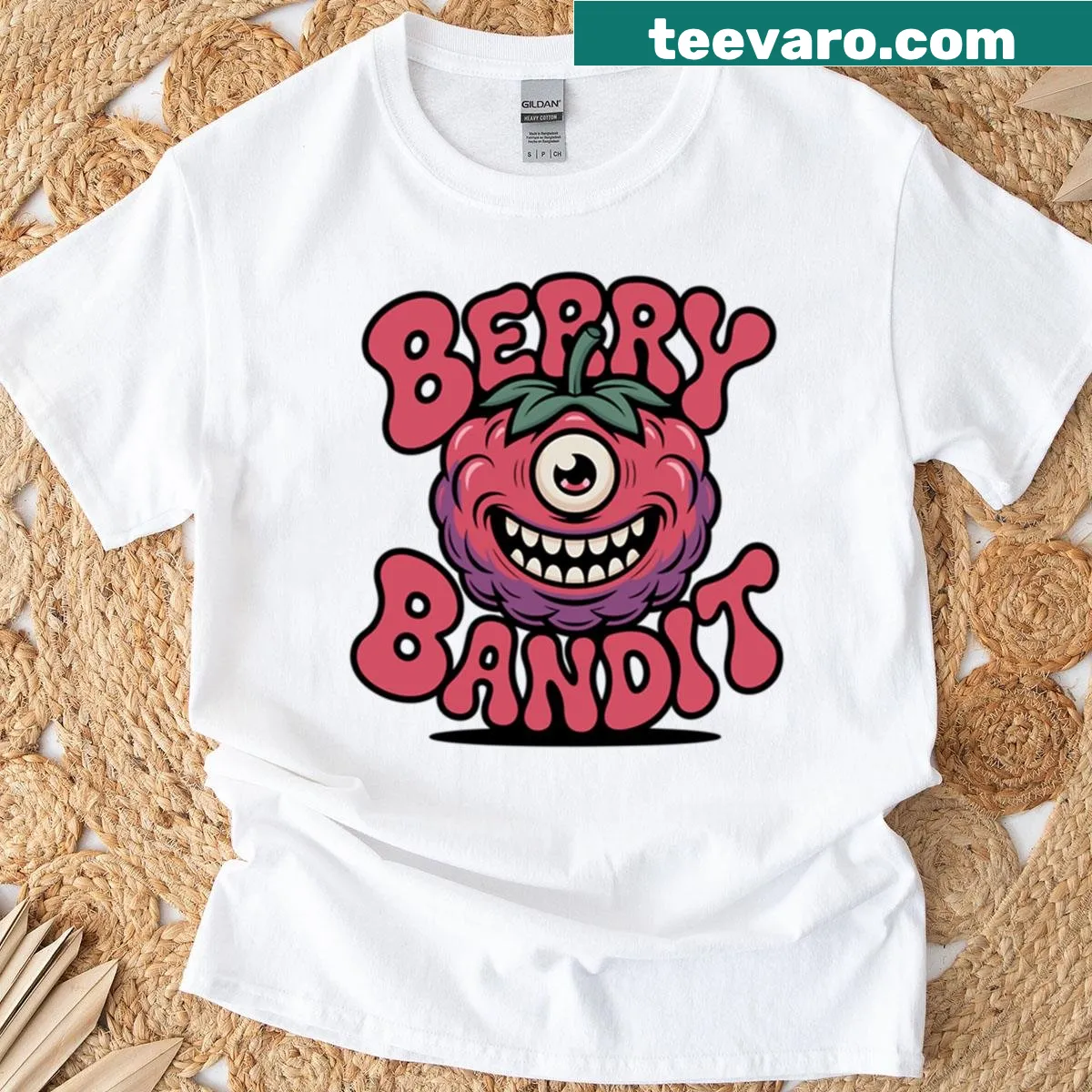 Psychedelic art t-shirt featuring a quirky one-eyed monster illustration. — on a men's t-shirt