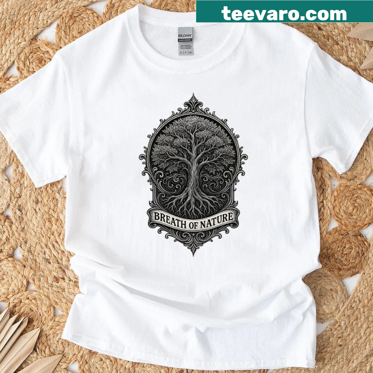 T-shirt with a mystical Tree of Life illustration — on a men's t-shirt
