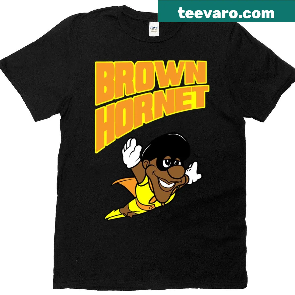 Brown Hornet graphic t-shirt featuring a fierce hornet design — on a men's t-shirt