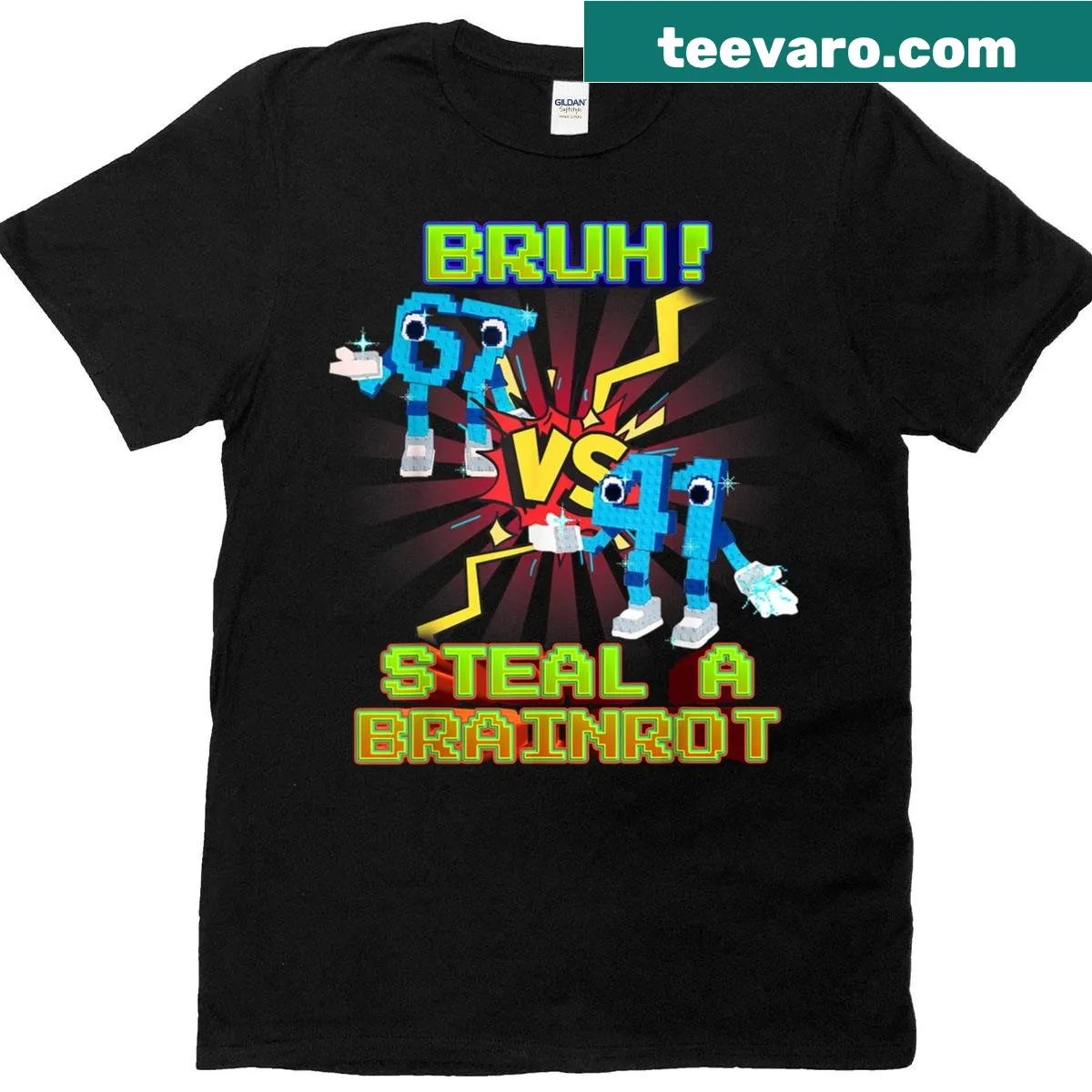 Funny kids' T-shirt with 'Bruh 67 Vs 41' text — on a men's t-shirt