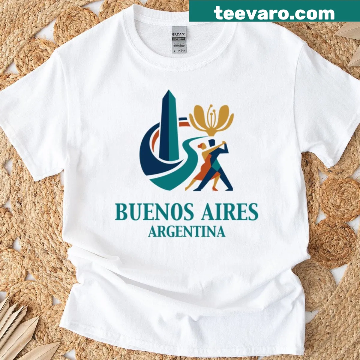 Graphic T-shirt celebrating Buenos Aires, Argentina's vibrant culture. — on a men's t-shirt