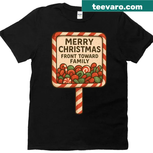 Playful T-shirt with candy cane claymore illustration