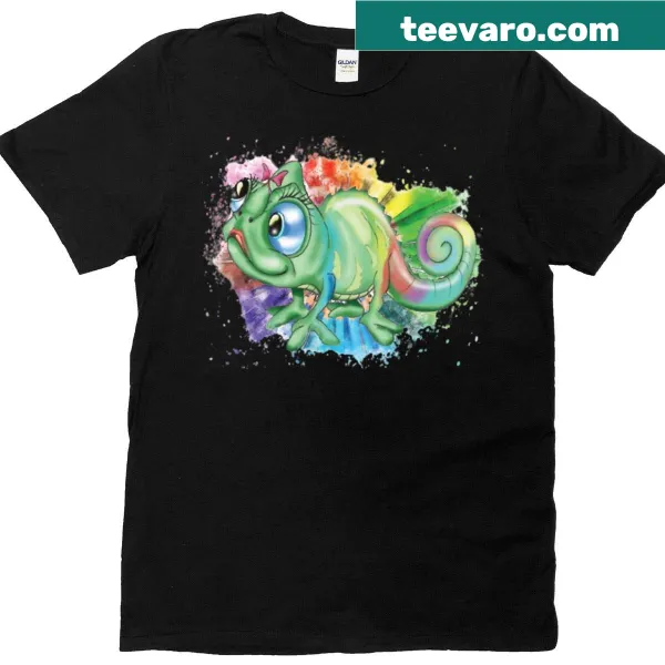 T-shirt featuring a colorful chameleon design