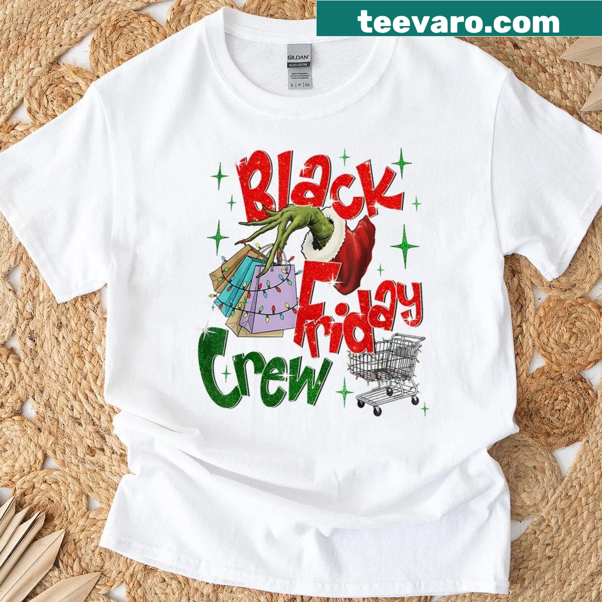 Funny Christmas shopping-themed family T-shirt — on a men's t-shirt