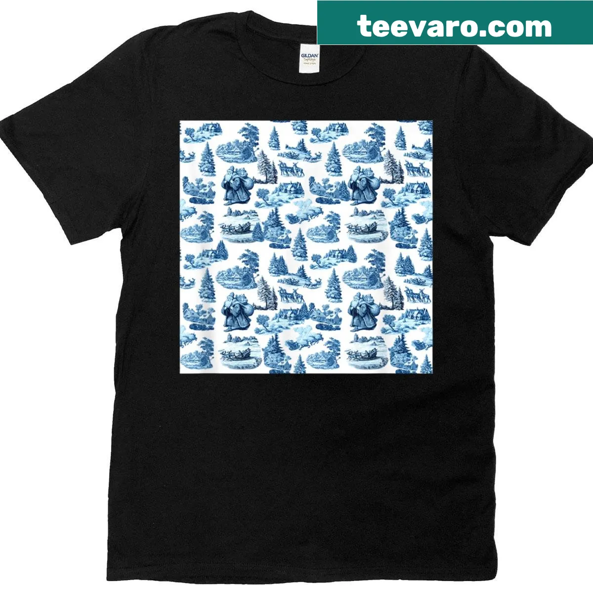 Chinoiserie-inspired Christmas graphic on a t-shirt — on a men's t-shirt