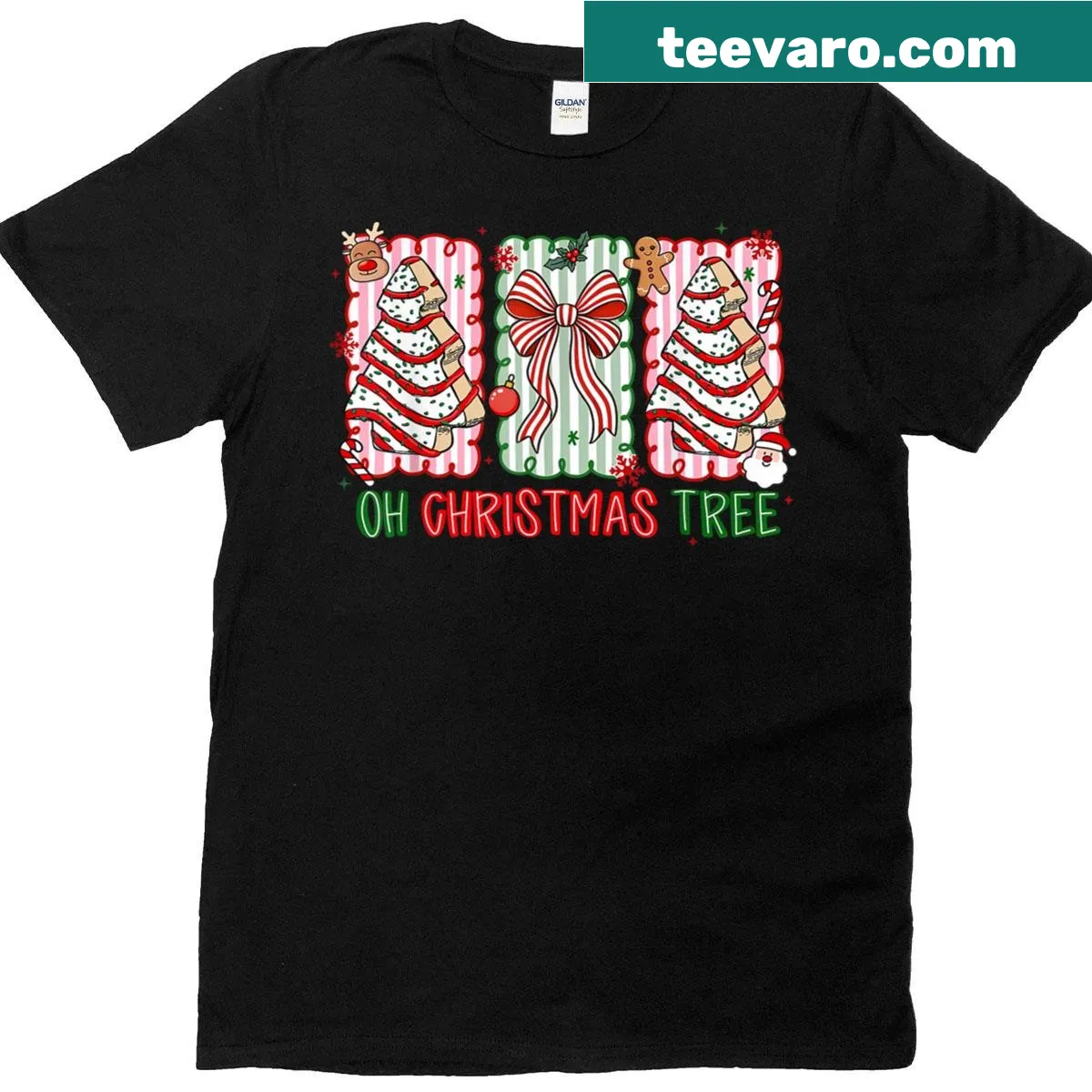 Funny Christmas tree cake graphic on a holiday T-shirt — on a men's t-shirt