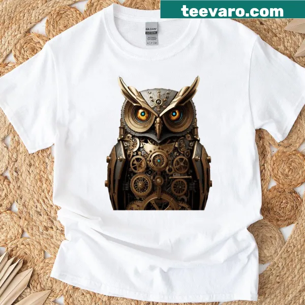 Illustrative clockwork and typography on T-shirt