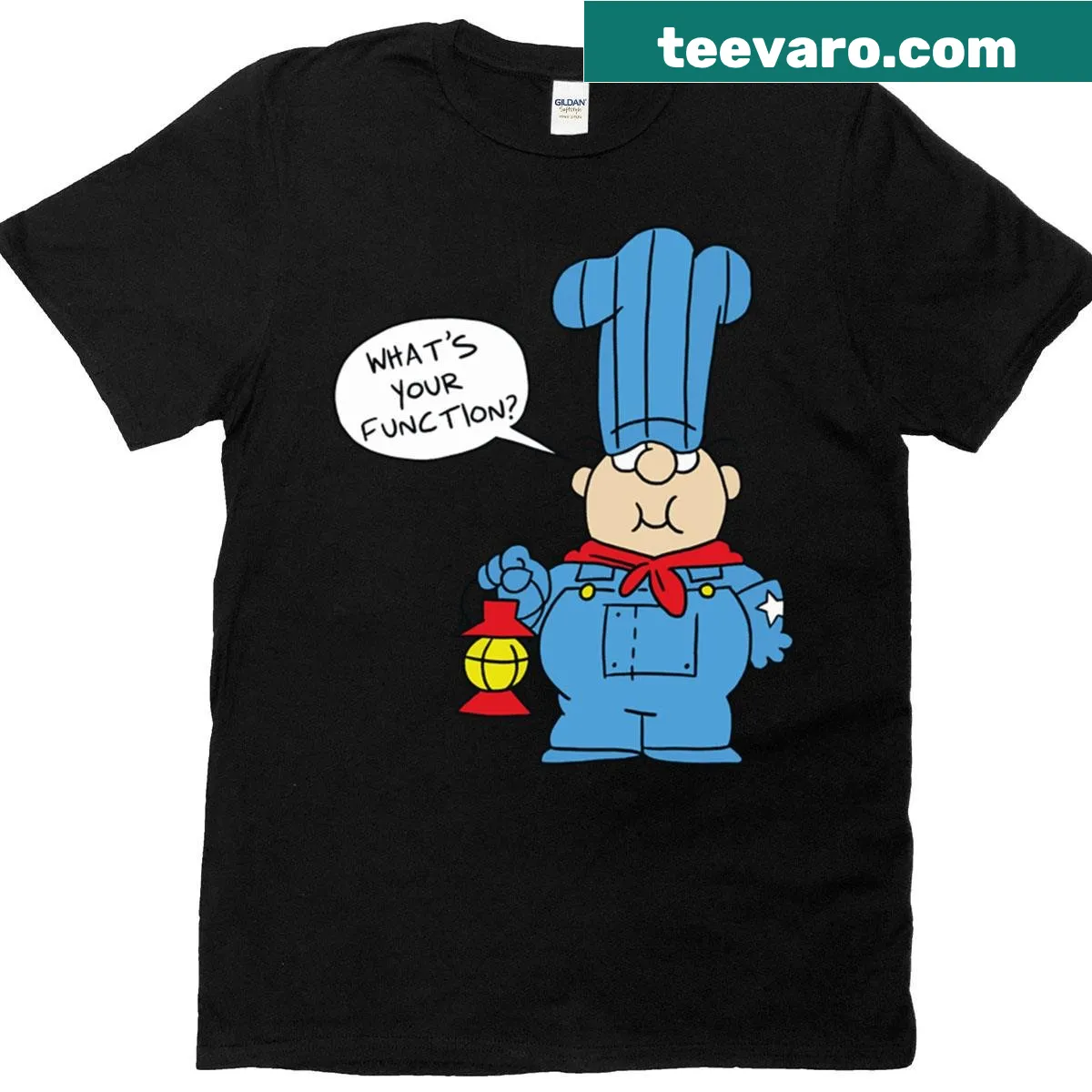 Retro t-shirt featuring 'Conjunction Junction' grammar graphic — on a men's t-shirt
