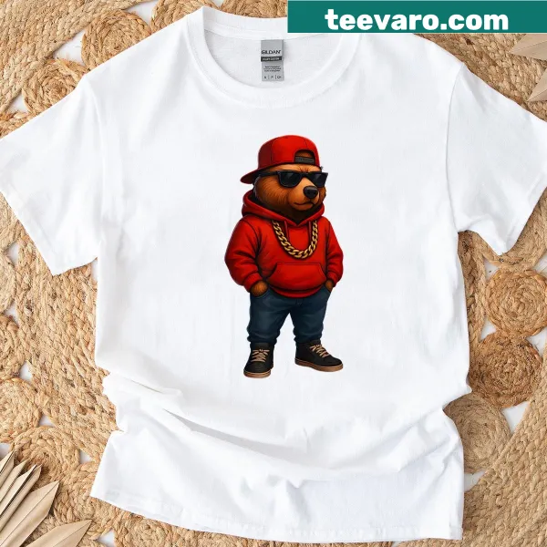 Urban bear cartoon design in hip hop fashion on t-shirt