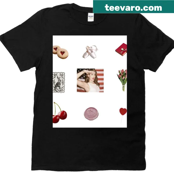 Graphic of coquette sticker set on a t-shirt