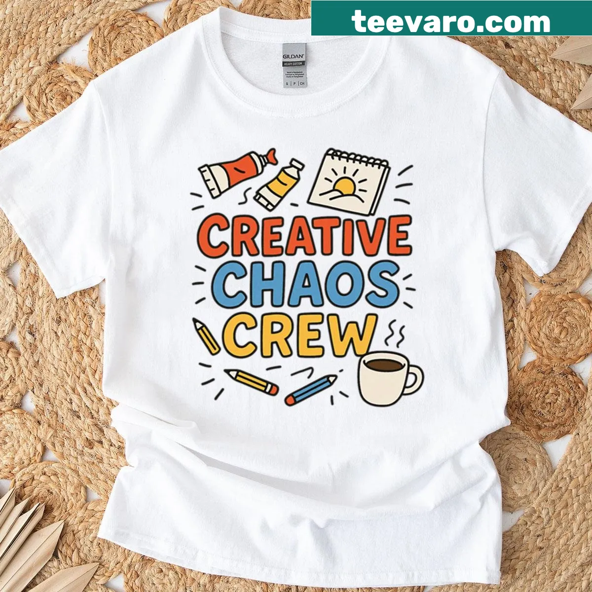 Funny artist doodle design on a creative chaos t-shirt — on a men's t-shirt