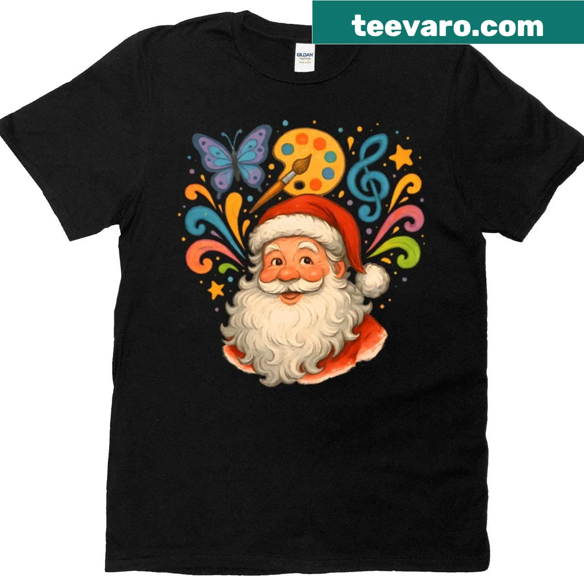 Artistic Santa design on a Christmas T-shirt — on a men's t-shirt