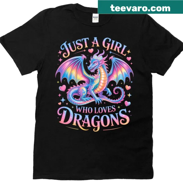 Girls T-shirt with a cute rainbow dragon illustration