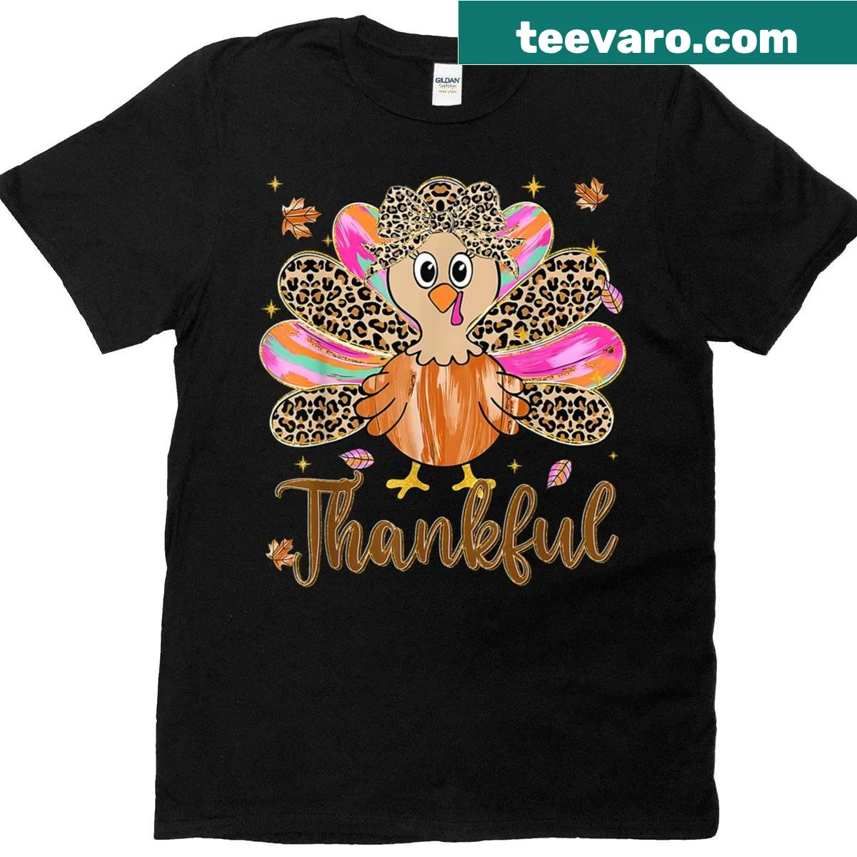 Thanksgiving T-shirt featuring a cute turkey with a bow design — on a men's t-shirt