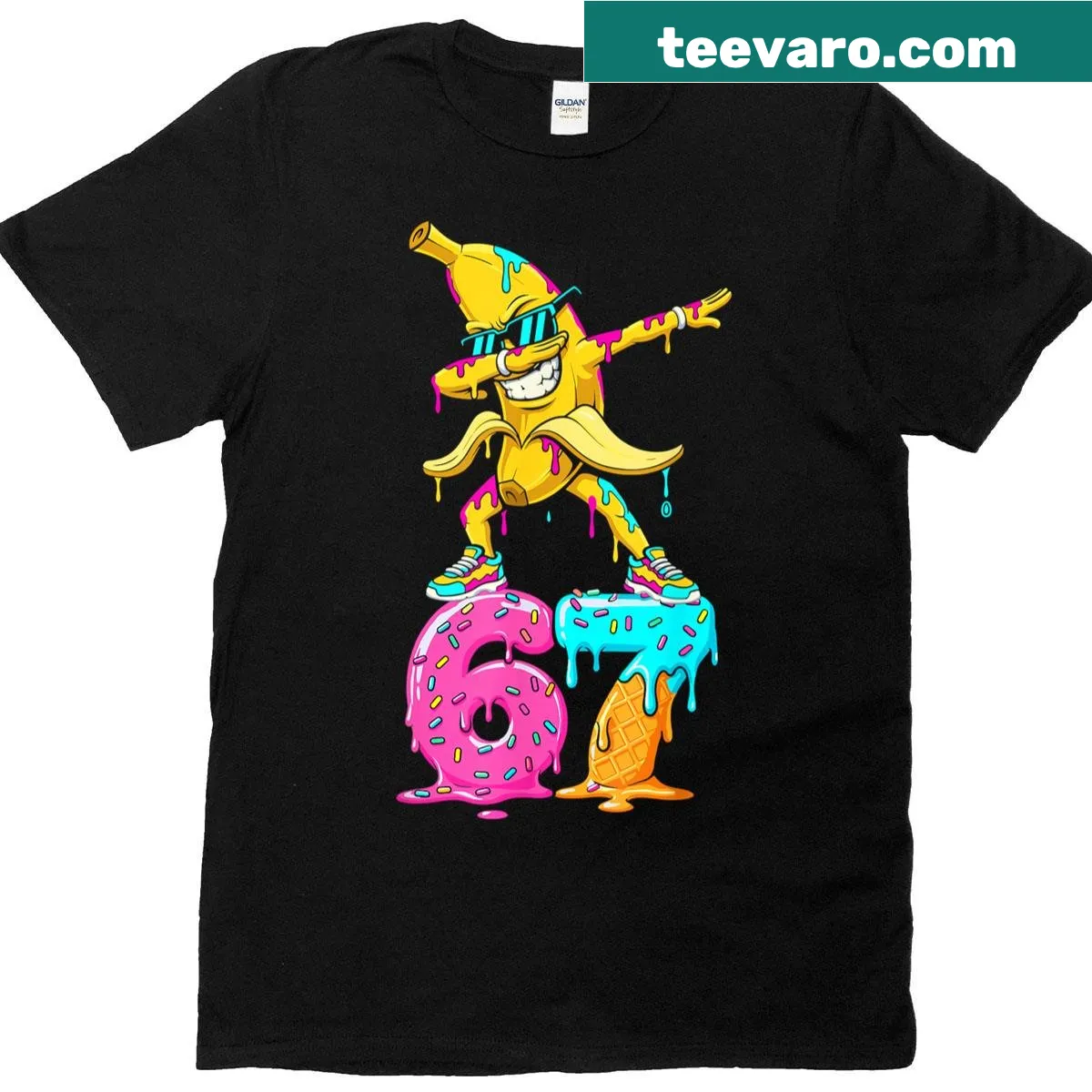 Funny T-shirt with a dabbing banana and ice cream design — on a men's t-shirt