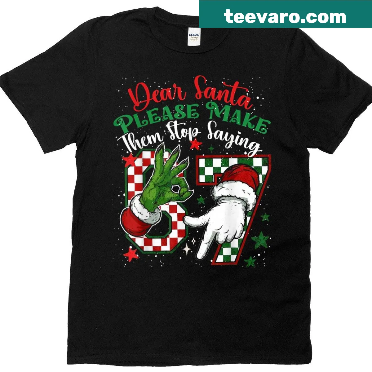 Funny Dear Santa meme graphic T-shirt for Christmas — on a men's t-shirt