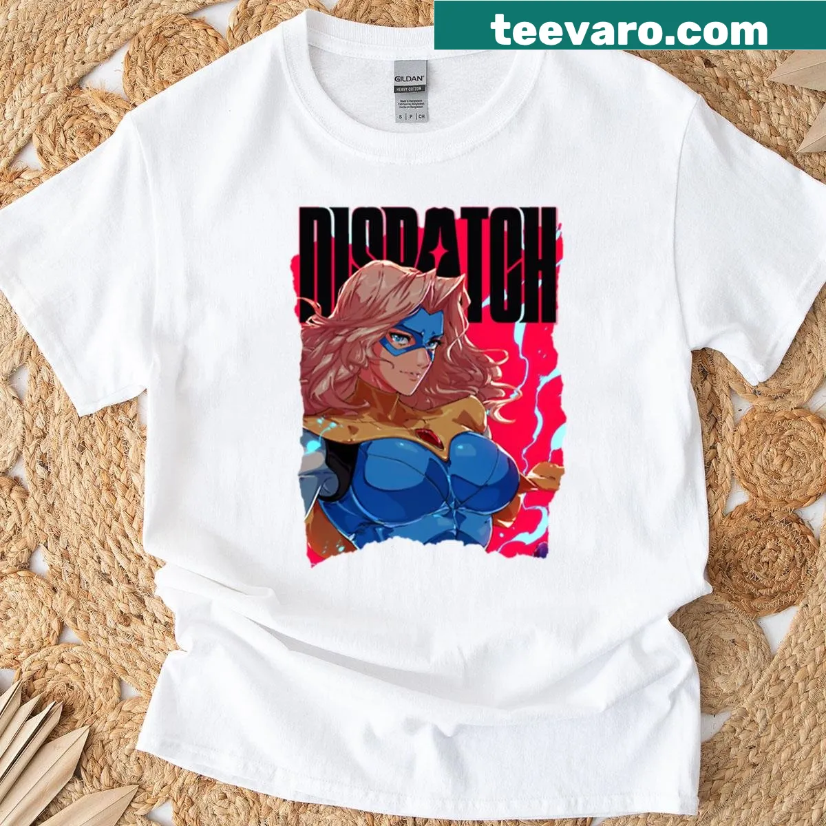 Comic cover style gaming t-shirt featuring a character in a blazer — on a men's t-shirt