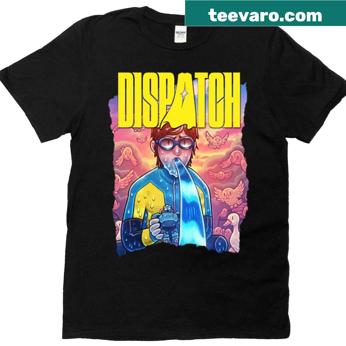 Illustration of Waterboy character from Dispatch Game comic — on a men's t-shirt