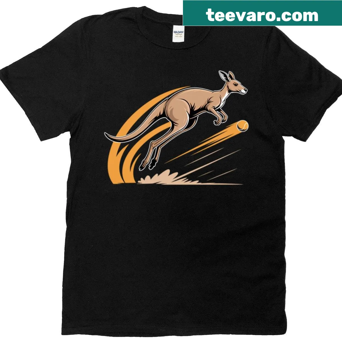 Illustration of a kangaroo playing tennis on a t-shirt — on a men's t-shirt
