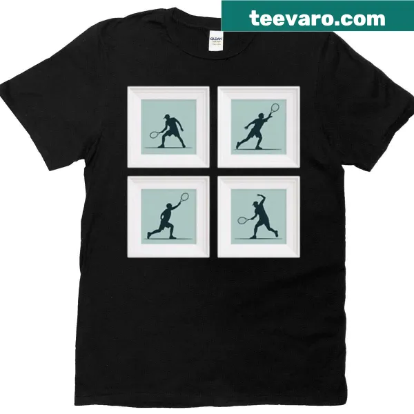 Minimalist T-shirt featuring a dynamic silhouette of a tennis player