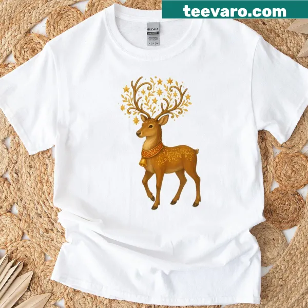Elegant Christmas reindeer illustration on a T-shirt