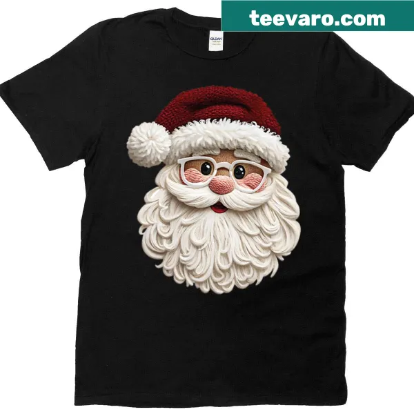 Embroidered Santa Claus Christmas T-shirt