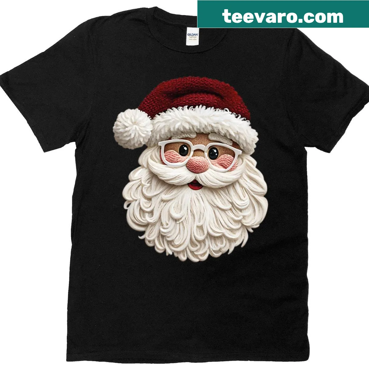 Embroidered Santa Claus Christmas T-shirt — on a men's t-shirt