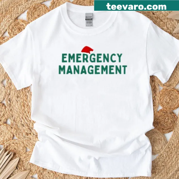 Santa hat graphic on Emergency Management T-shirt for holidays