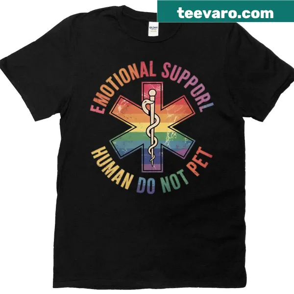 Humorous t-shirt with 'Emotional Support Human Do Not Pet' text