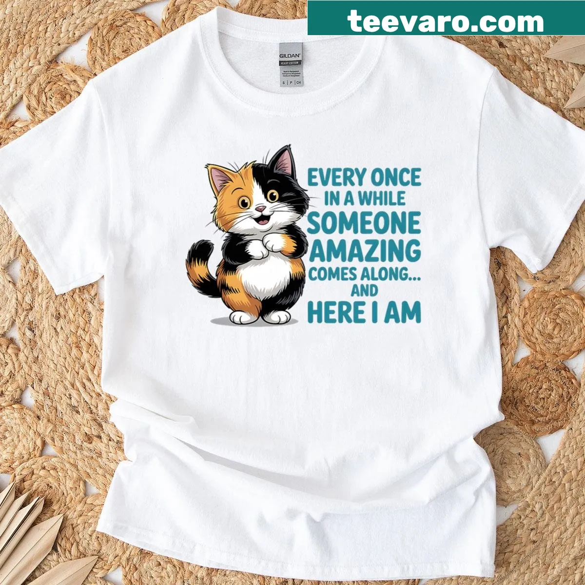 Sentimental cat-themed graphic on tri-blend T-shirt — on a men's t-shirt