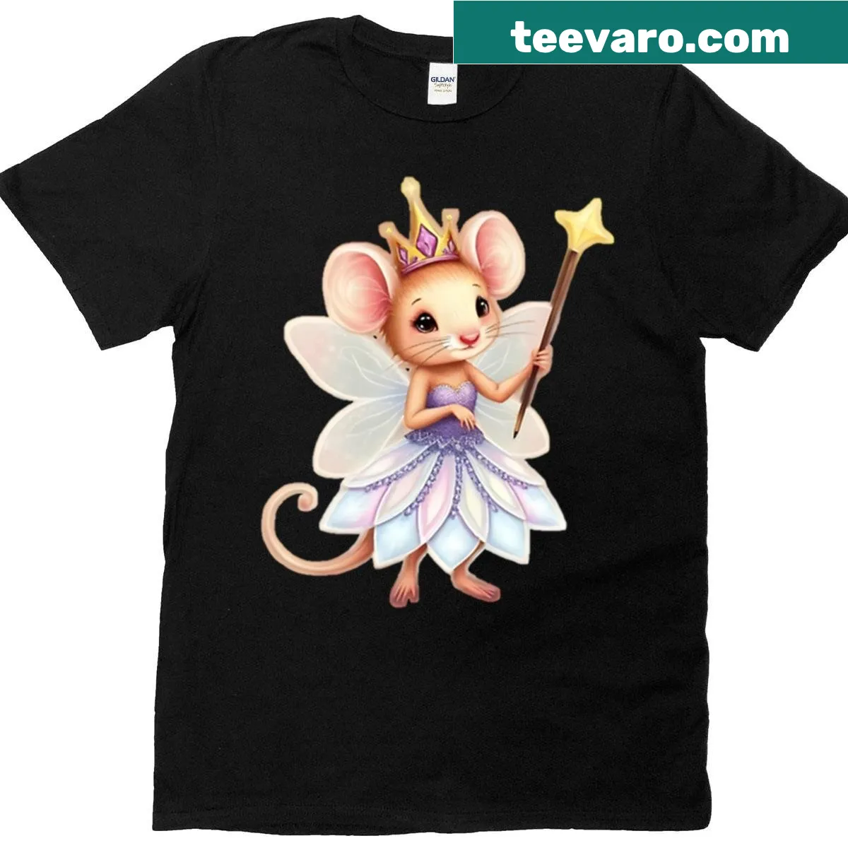 Cute illustration of a fairy queen mouse on a T-shirt — on a men's t-shirt