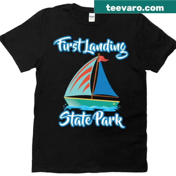 Illustration of First Landing State Park and sailing boats on a T-shirt