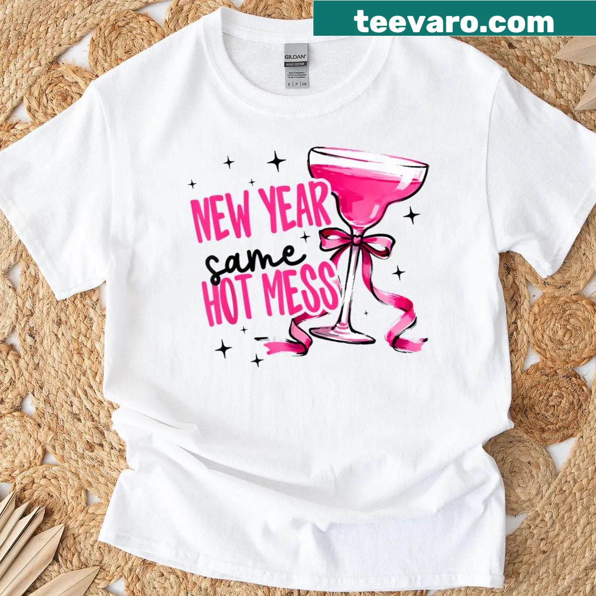 Funny New Year T-shirt with 'Same Hot Mess' text design — on a men's t-shirt