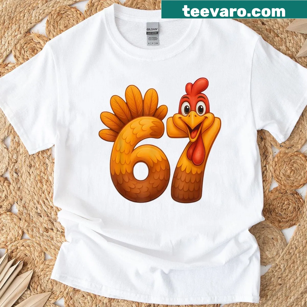 Whimsical turkey graphic with trendy meme text for kids — on a men's t-shirt