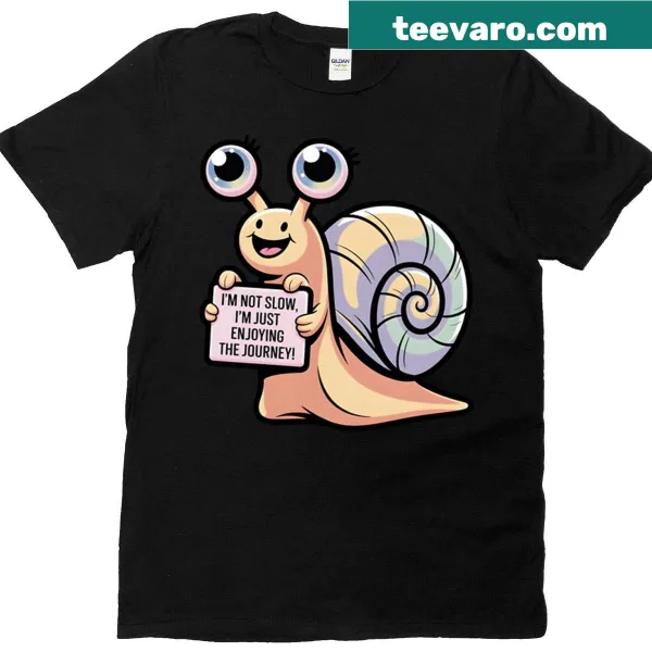 Cartoon snail t-shirt featuring a cute and humorous snail character